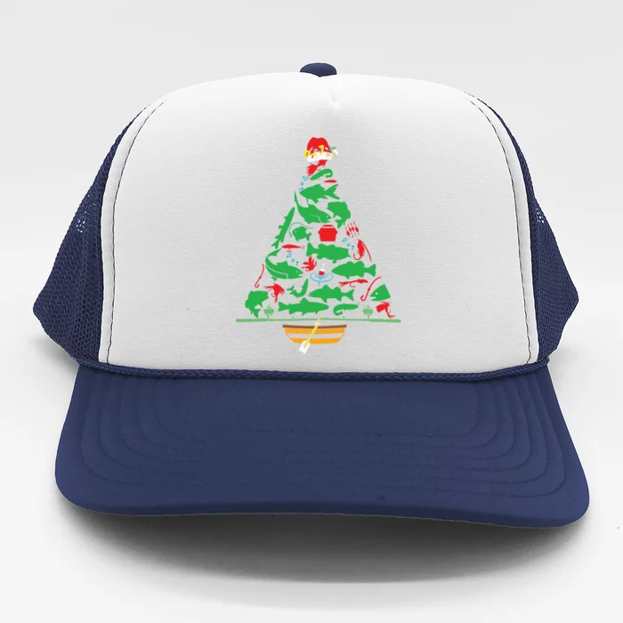 Fun Holiday Fishermans Fishing Christmas Tree Trucker Hat