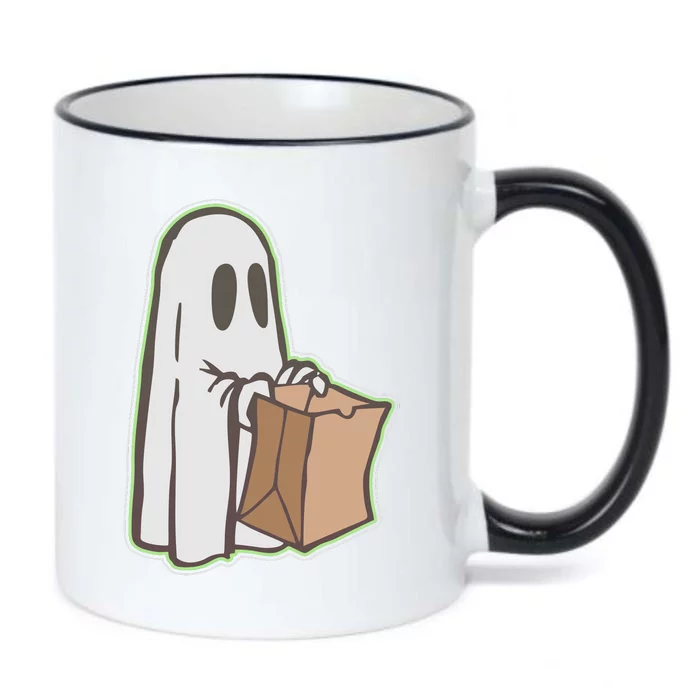 Funny Halloween Ghost with Candy Bag Black Color Changing Mug