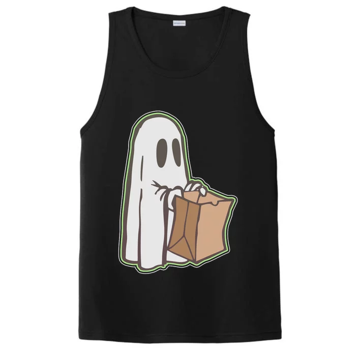 Funny Halloween Ghost with Candy Bag Performance Tank