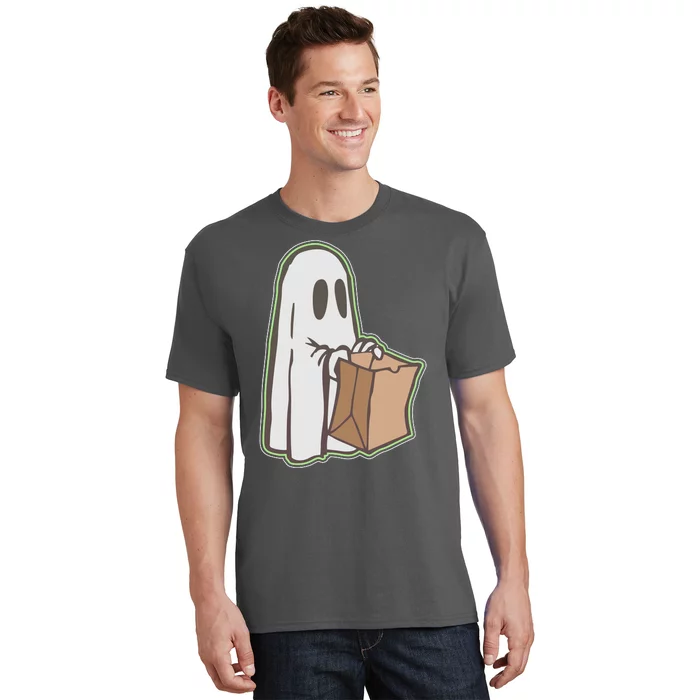 Funny Halloween Ghost with Candy Bag T-Shirt