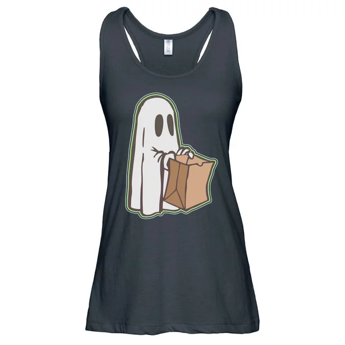 Funny Halloween Ghost with Candy Bag Ladies Essential Flowy Tank