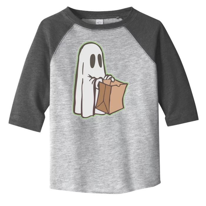 Funny Halloween Ghost with Candy Bag Toddler Fine Jersey T-Shirt