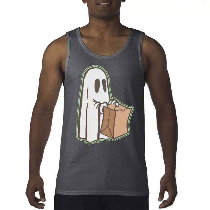 Funny Halloween Ghost with Candy Bag Tank Top