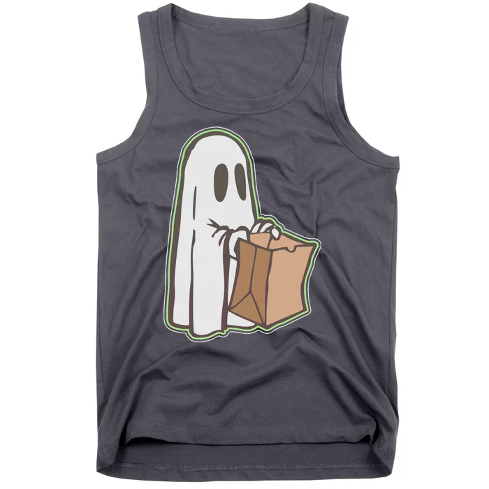 Funny Halloween Ghost with Candy Bag Tank Top