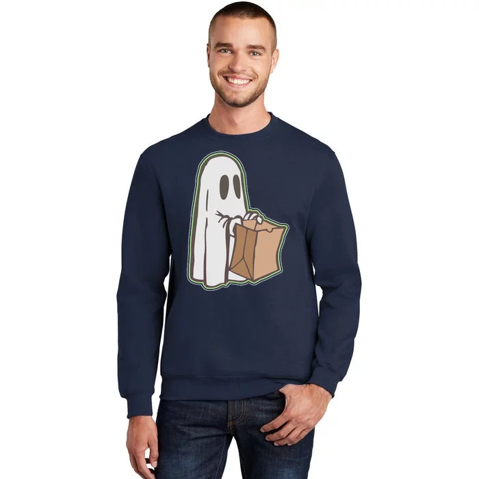 Funny Halloween Ghost with Candy Bag Sweatshirt