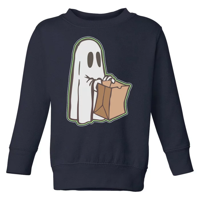 Funny Halloween Ghost with Candy Bag Toddler Sweatshirt