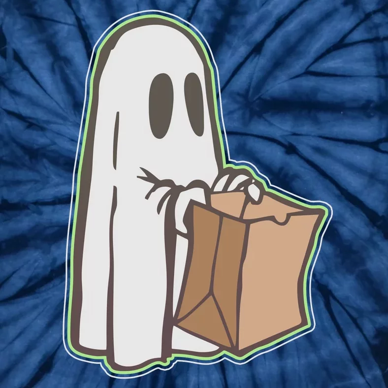 Funny Halloween Ghost with Candy Bag Tie-Dye T-Shirt