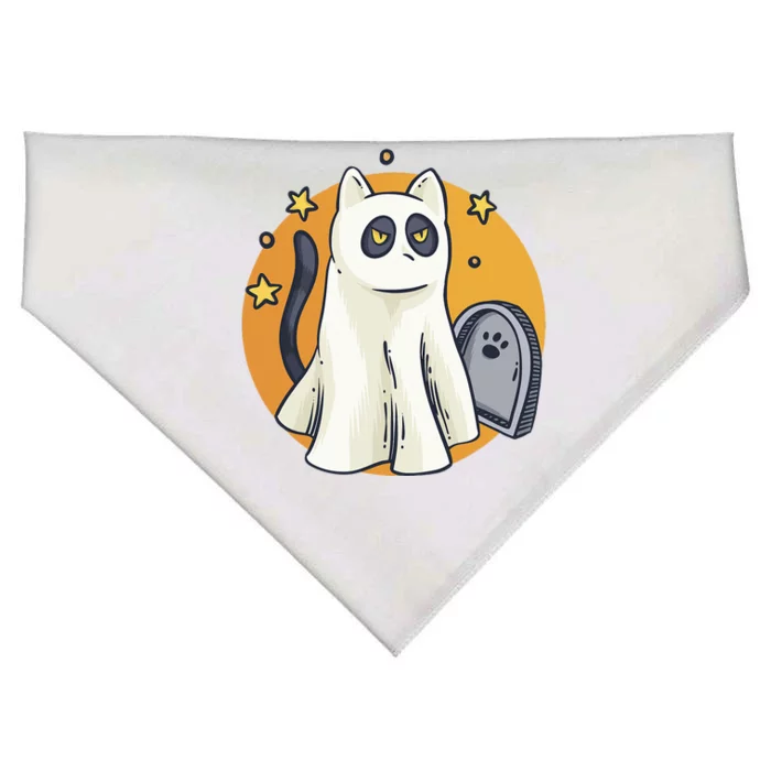 Funny Halloween Ghost Cat Costume Cute Black Cat USA-Made Doggie Bandana