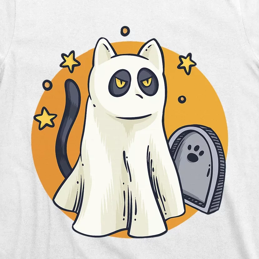 Funny Halloween Ghost Cat Costume Cute Black Cat T-Shirt