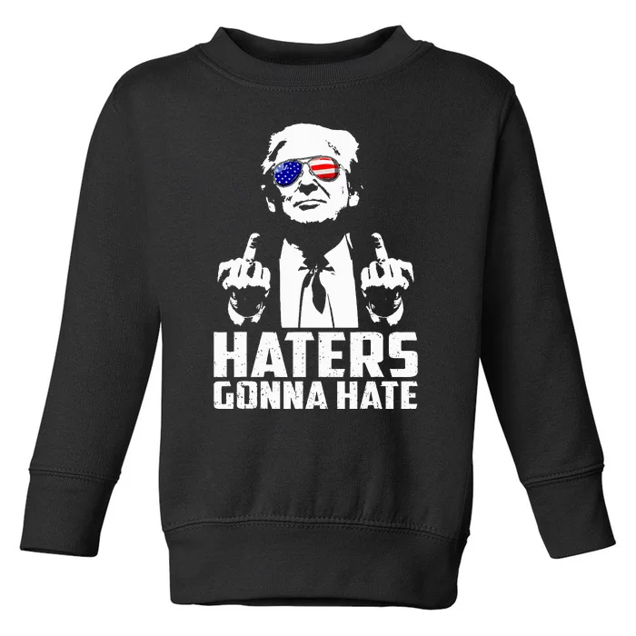 Funny Haters Gonna Hate President Donald Trump Middle Finger Toddler Sweatshirt