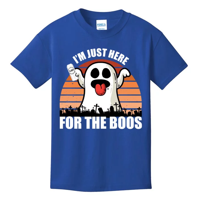 Funny Halloween Ghost Pun IM Just Here For The Boos Great Gift Kids T-Shirt