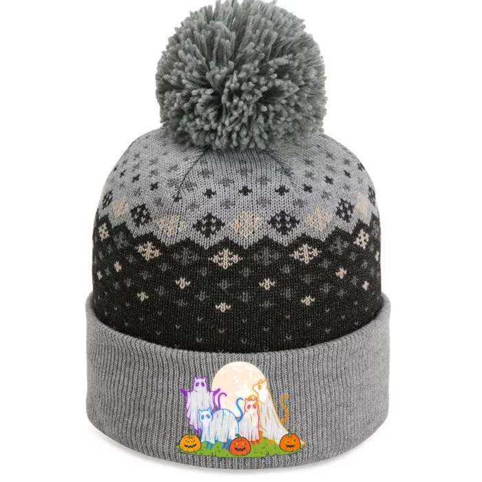 Funny Halloween Ghost Cats The Baniff Cuffed Pom Beanie