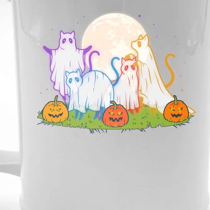 Funny Halloween Ghost Cats Front & Back Beer Stein