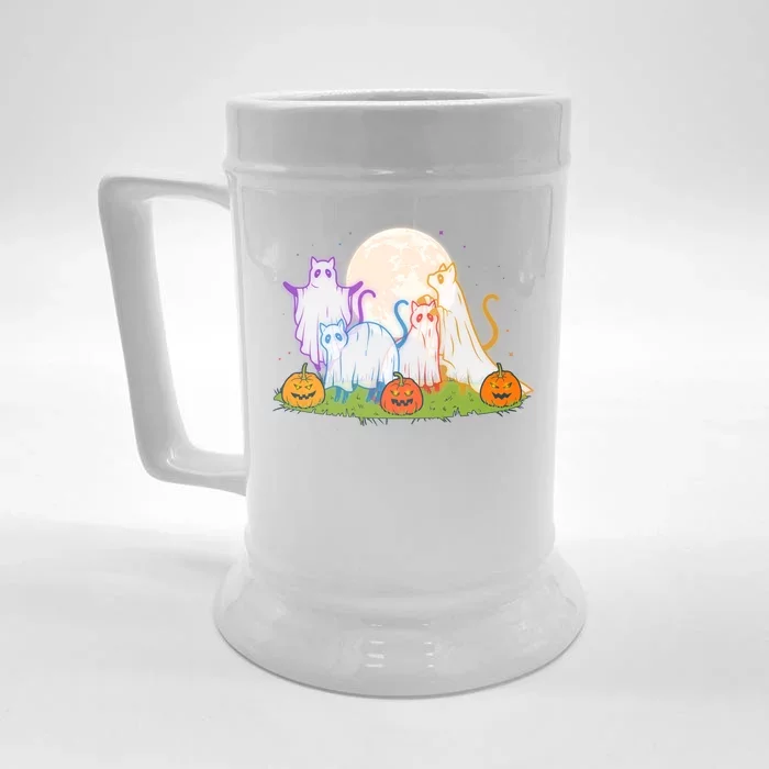 Funny Halloween Ghost Cats Front & Back Beer Stein