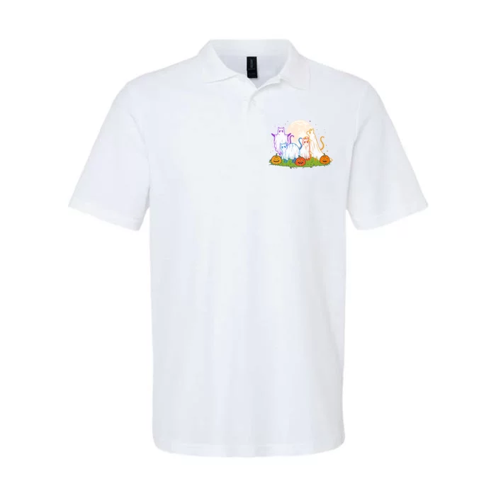 Funny Halloween Ghost Cats Softstyle Adult Sport Polo