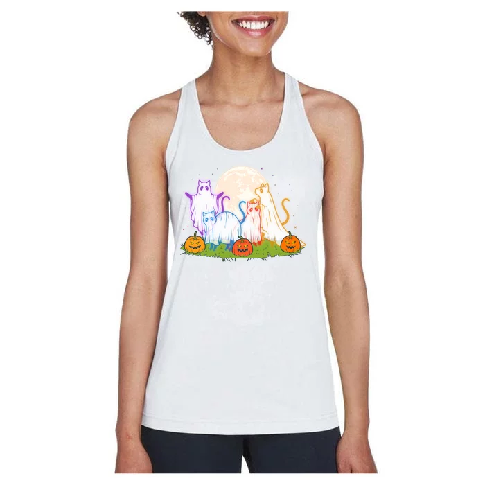 Funny Halloween Ghost Cats Women's Racerback Tank