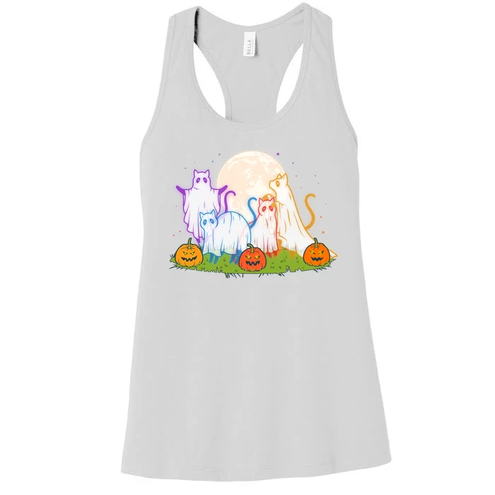 Funny Halloween Ghost Cats Women's Racerback Tank