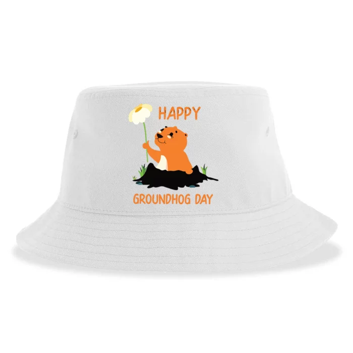 Funny Happy Groundhog Day 2024 Sustainable Bucket Hat