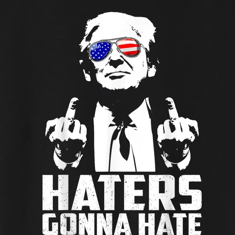 Funny Haters Gonna Hate President Donald Trump Middle Finger Women's Crop Top Tee