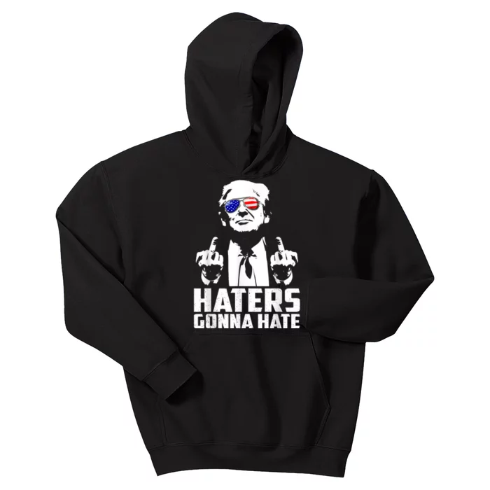 Funny Haters Gonna Hate President Donald Trump Middle Finger Kids Hoodie