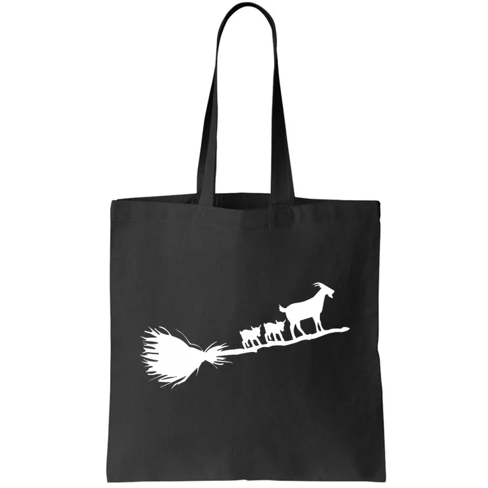 Flying Halloween Goats With Baby Goat Tote Bag