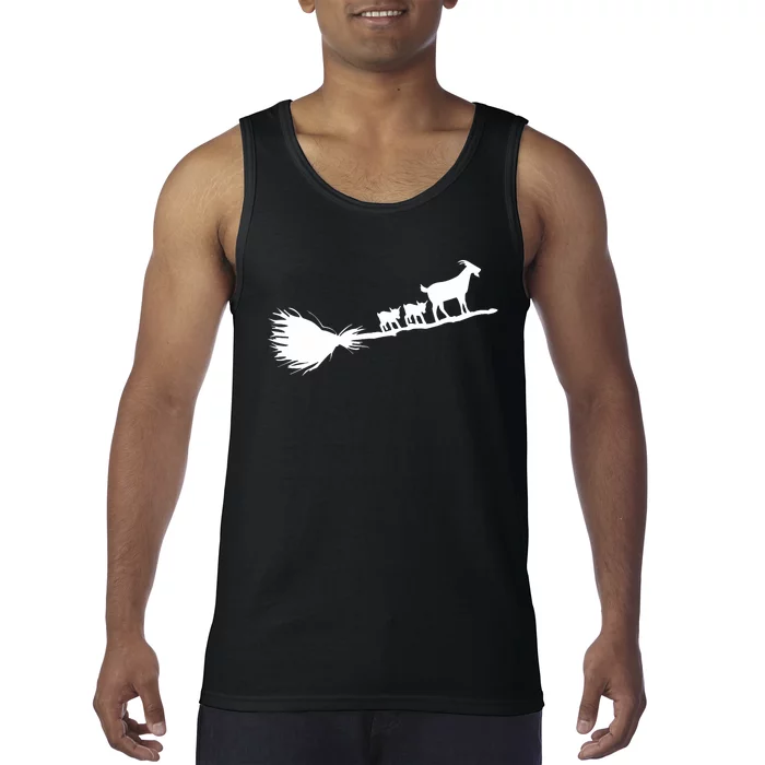 Flying Halloween Goats With Baby Goat Tank Top