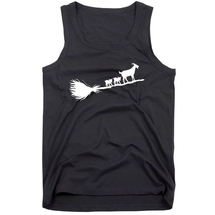 Flying Halloween Goats With Baby Goat Tank Top