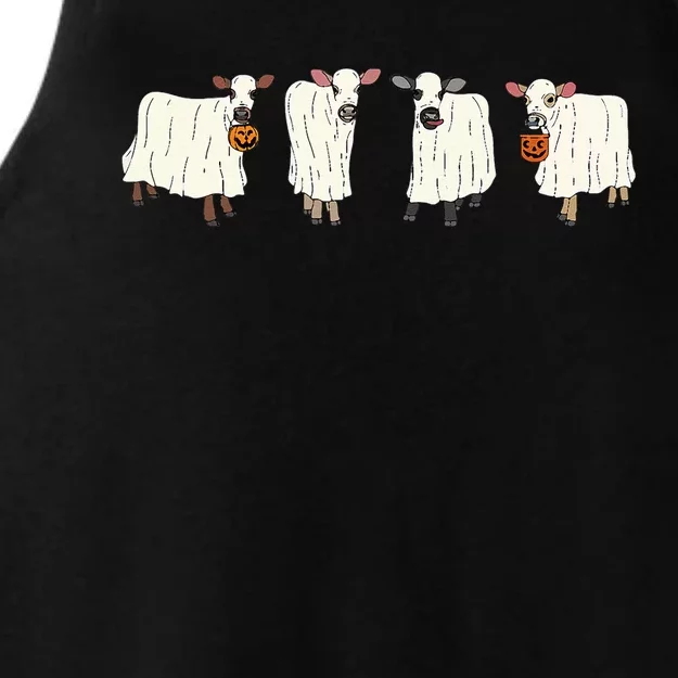 Funny Halloween Ghost Cows Trick Or Treat Cow Lover Ladies Tri-Blend Wicking Tank