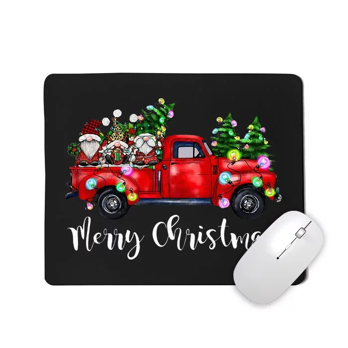 Festive Holiday Gnomes in Red Truck Merry Christmas Mousepad