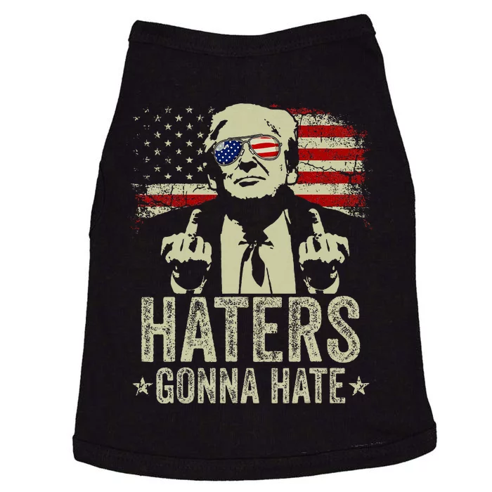 Funny Haters Gonna Hate President Donald Trump Middle Finger Doggie Tank