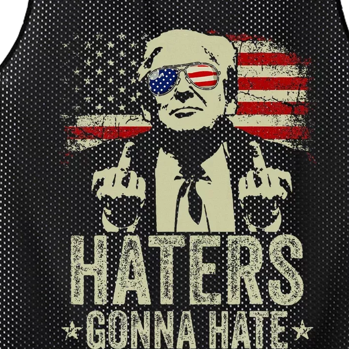 Funny Haters Gonna Hate President Donald Trump Middle Finger Mesh Reversible Basketball Jersey Tank