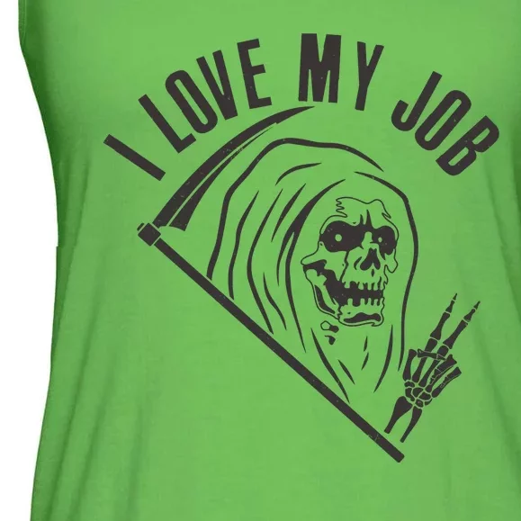 Funny Halloween Grim Reaper I Love My Job Ladies Essential Flowy Tank