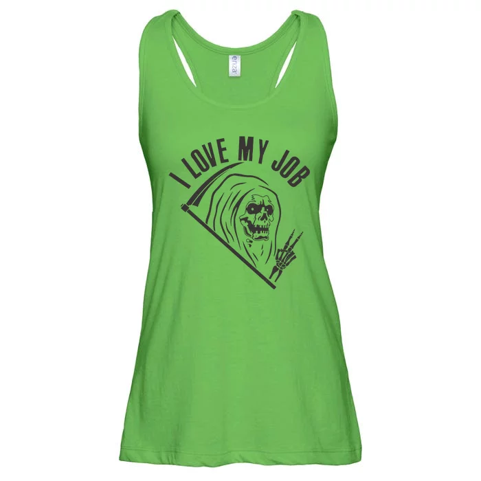 Funny Halloween Grim Reaper I Love My Job Ladies Essential Flowy Tank