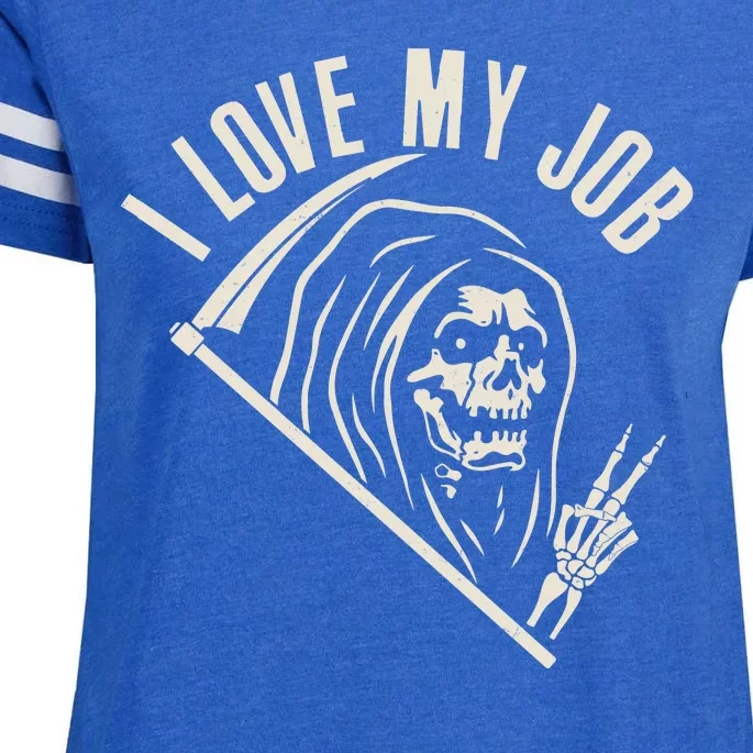 Funny Halloween Grim Reaper I Love My Job Enza Ladies Jersey Football T-Shirt