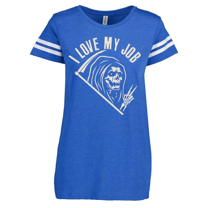 Funny Halloween Grim Reaper I Love My Job Enza Ladies Jersey Football T-Shirt