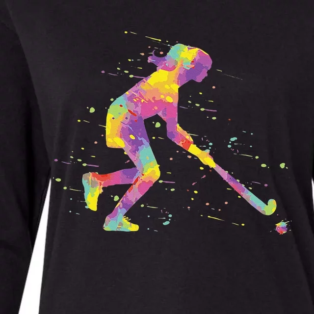 Field Hockey Girl Womens Cotton Relaxed Long Sleeve T-Shirt