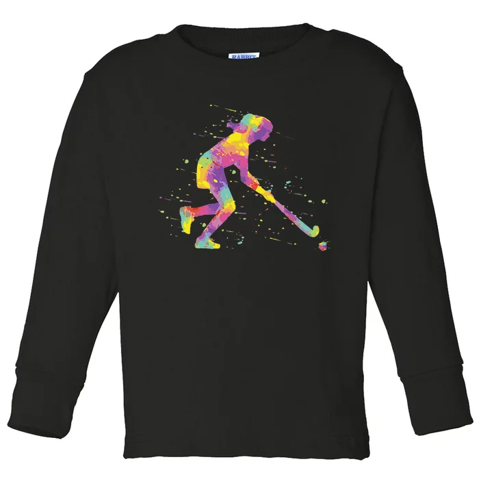 Field Hockey Girl Toddler Long Sleeve Shirt