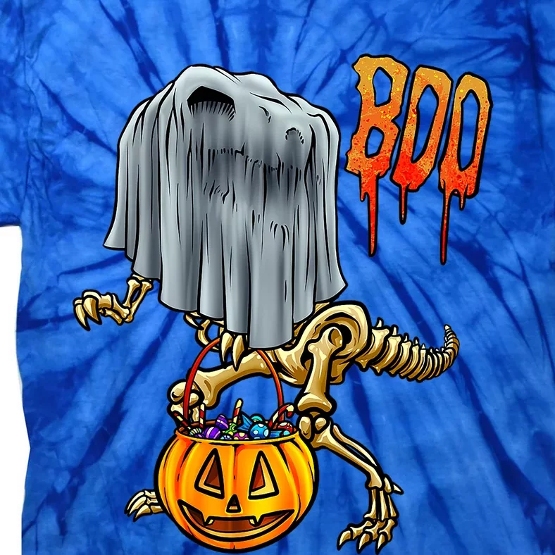 Funny Halloween Ghost Skeleton Dinosaur T Rex Cool Gift Tie-Dye T-Shirt