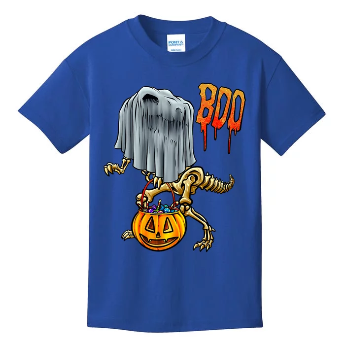 Funny Halloween Ghost Skeleton Dinosaur T Rex Cool Gift Kids T-Shirt