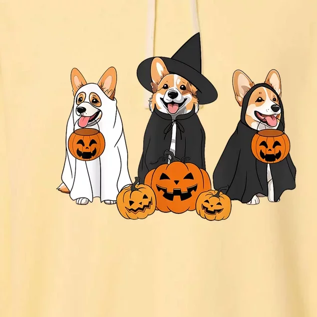 Funny Halloween Ghost Dog Pumpkin Spooky Season Garment-Dyed Fleece Hoodie