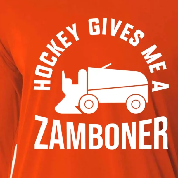 Funny Hockey Gives Me A Zamboner Hockey Lover Gift Cooling Performance Long Sleeve Crew