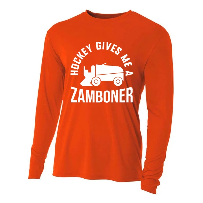 Funny Hockey Gives Me A Zamboner Hockey Lover Gift Cooling Performance Long Sleeve Crew