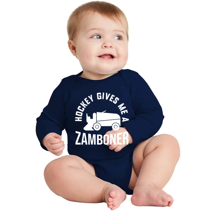 Funny Hockey Gives Me A Zamboner Hockey Lover Gift Baby Long Sleeve Bodysuit