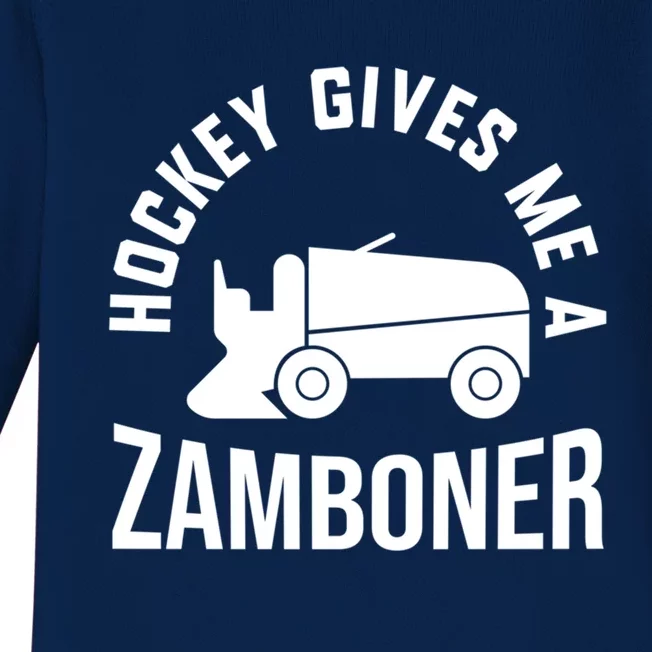 Funny Hockey Gives Me A Zamboner Hockey Lover Gift Baby Long Sleeve Bodysuit