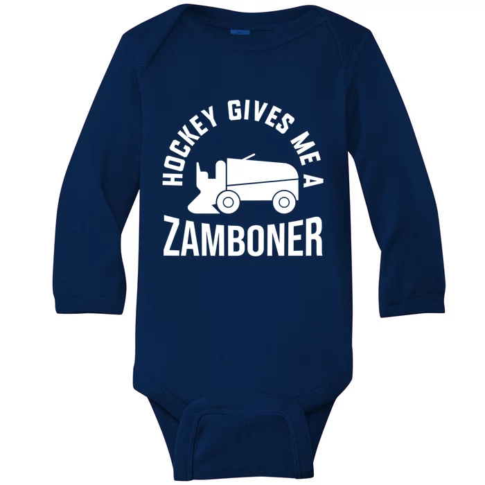 Funny Hockey Gives Me A Zamboner Hockey Lover Gift Baby Long Sleeve Bodysuit