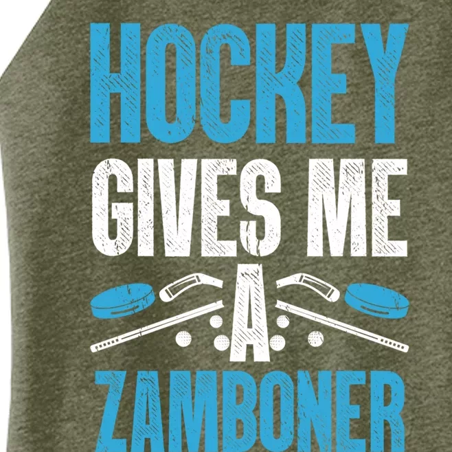 Funny Hockey Gives Me A Zamboner Goal Rink Ice Hockey Sports Gift Women’s Perfect Tri Rocker Tank