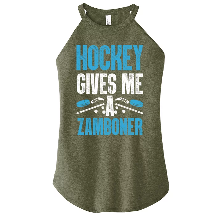 Funny Hockey Gives Me A Zamboner Goal Rink Ice Hockey Sports Gift Women’s Perfect Tri Rocker Tank