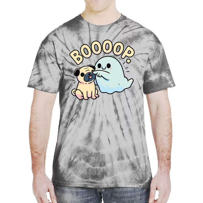 Funny Halloween Ghost Pug Boop Silly Puppy Dog Humor Tie-Dye T-Shirt