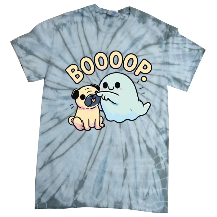 Funny Halloween Ghost Pug Boop Silly Puppy Dog Humor Tie-Dye T-Shirt