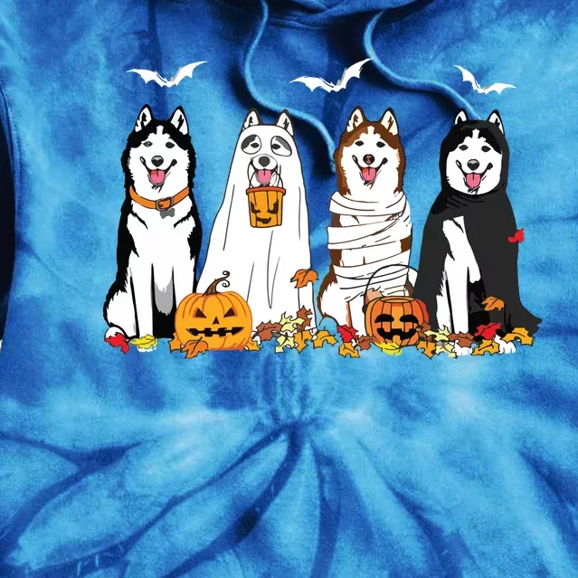 Funny Husky Ghost Dogs Halloween Husky Dog Mom Husky Lover Tie Dye Hoodie